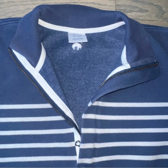Brooks Brothers Half-Zip Sweatshirt Mariner Blue and White Stripe Men’s Large - Picture 3 of 8